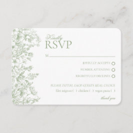 Recepción Tarjeta de respuesta Sage Chinoiserie Floral RSVP