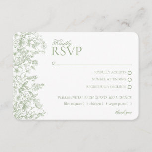 Recepción Tarjeta de respuesta Sage Chinoiserie Floral RSVP