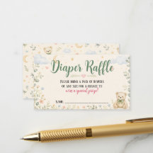 Tarjeta de Rifa de Pañales Blue Skies & Butterflie