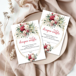 Recepción Tarjeta de rifa de pañales con diseño floral elega