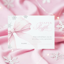 Tarjeta de rifa de pañales con lazo rosa 'Baby It'