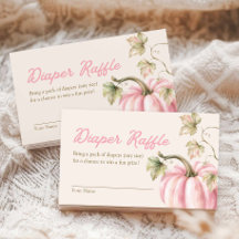 Tarjeta de rifa de pañales de calabaza rosa de oto