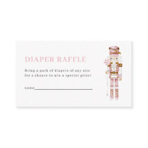 Tarjeta de rifa de pañales de Cascanueces rosa pas