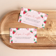 Tarjeta de rifa de pañales de fresa para baby show