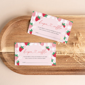 Recepción Tarjeta de rifa de pañales de fresa para baby show