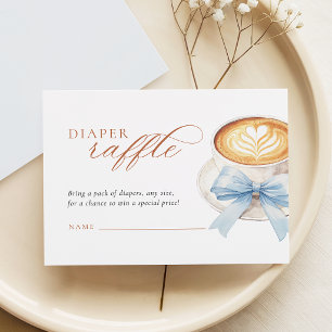 Recepción Tarjeta de rifa de pañales de lazo azul de café