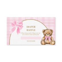 Tarjeta de rifa de pañales de osito Teddy elegante