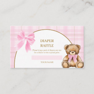 Recepción Tarjeta de rifa de pañales de osito Teddy elegante