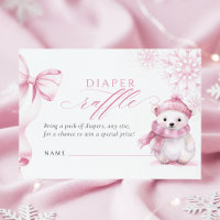 Tarjeta de Rifa de Pañales de Oso Polar Rosa