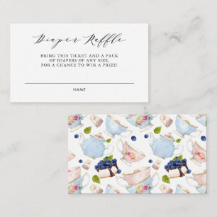 Recepción Tarjeta de rifa de pañales de té floral de acuarel
