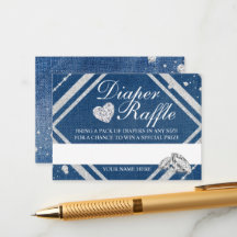 Tarjeta de rifa de pañales Denim and Diamonds