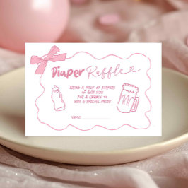 Recepción Tarjeta de rifa de pañales Doodle Pink Girl Baby i