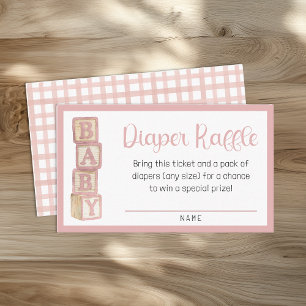Recepción Tarjeta de rifa de pañales Dusty Rose Inserto de