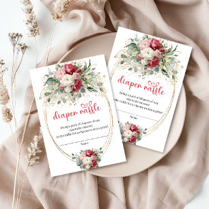 Recepción Tarjeta de Rifa de Pañales Floral Burgundy Chic Rú