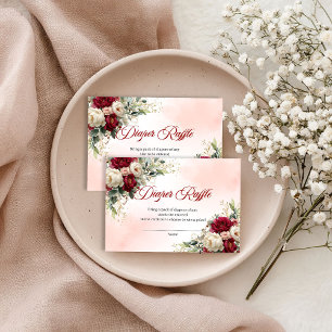 Recepción Tarjeta de Rifa de Pañales Floral Dorado Burgundy