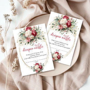 Recepción Tarjeta de rifa de pañales Floral Greenery Boho Bo