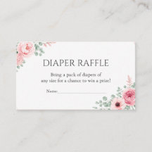Tarjeta de rifa de pañales Floral Rosa Polvoriento