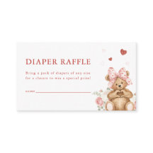 Tarjeta de rifa de pañales Little Sweetheart Heart