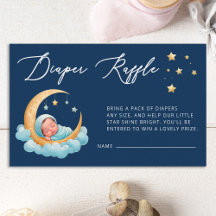 Tarjeta de rifa de pañales Navy Celestial Moon Bab
