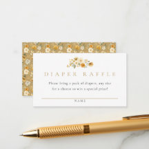 Tarjeta de rifa de pañales neutra | Floral marfil
