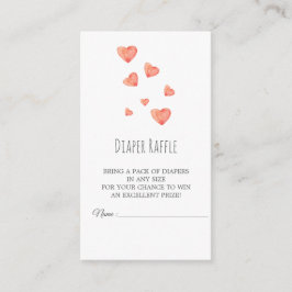 Recepción Tarjeta de Rifa de Pañales Niña Corazones Acuarela
