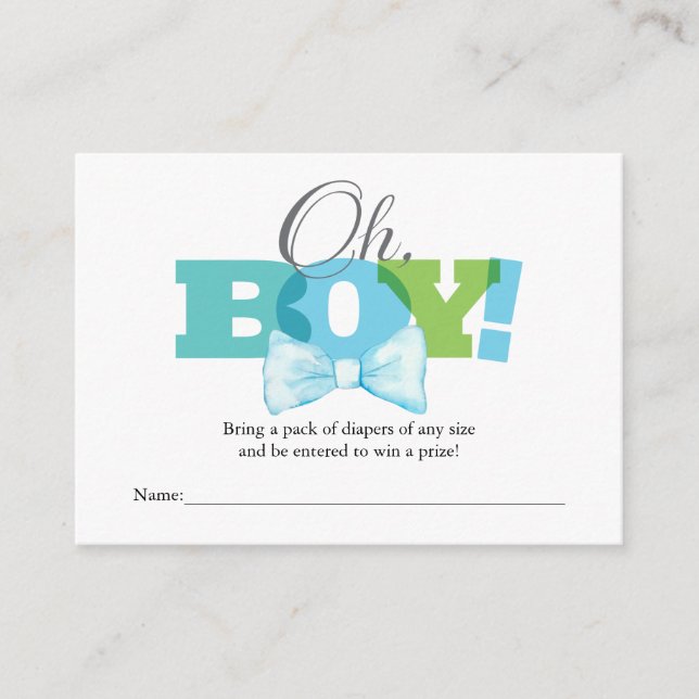 Recepción Tarjeta de rifa de pañales Oh Boy (Anverso)