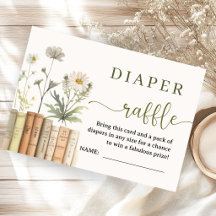 Tarjeta de rifa de pañales para baby shower con fl