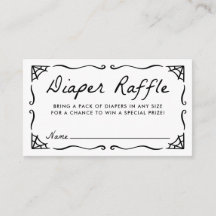 Tarjeta de rifa de pañales para baby shower con te