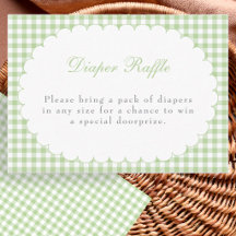Tarjeta de rifa de pañales para baby shower de gin