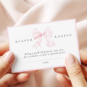 Recepción Tarjeta de rifa de pañales para baby shower de laz