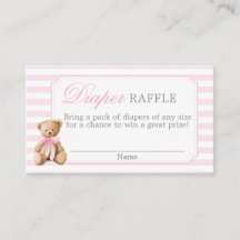 Tarjeta de rifa de pañales para baby shower de Oso