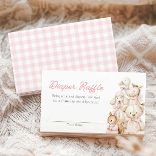 Recepción Tarjeta de rifa de pañales para bebé con gingham r