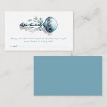 Tarjeta de rifa de pañales para niño azul bebé son