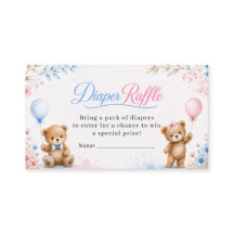 Tarjeta de rifa de pañales para revelación de géne