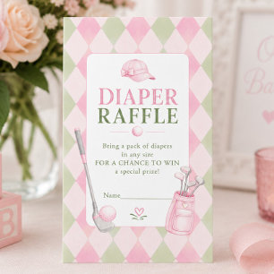 Recepción Tarjeta de rifa de pañales Pink Little Putter