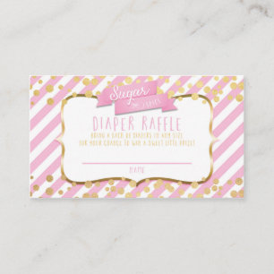 Recepción Tarjeta de rifa de pañales rosa y dorado Sugar & S