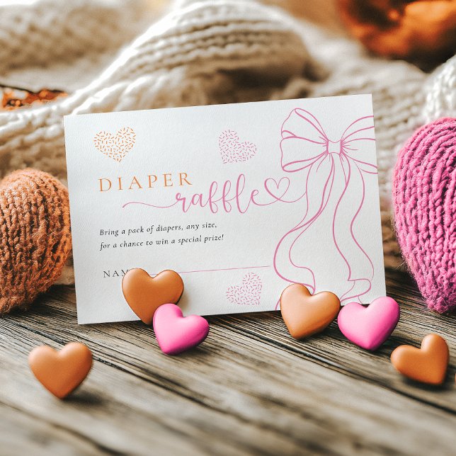 Recepción Tarjeta de Rifa de Pañales Sprinkle Bow Hearts (Subido por el creador)