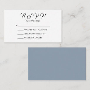 Recepción Tarjeta de RSVP Azul Polvo Blanco para Boda Chic