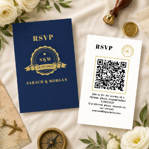 Recepción Tarjeta de RSVP con código QR de monograma para bo
