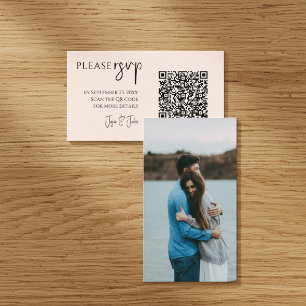 Recepción Tarjeta de RSVP con Estilo con Tu Foto y Código QR