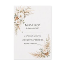 Tarjeta de RSVP de boda botánica elegante de Pampa