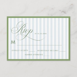 Recepción Tarjeta de RSVP de boda con borde verde salvia y r