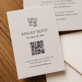 Recepción Tarjeta de RSVP de Boda con Código QR de Dinero An