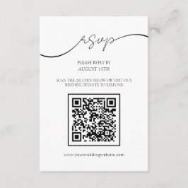 Recepción Tarjeta de RSVP de boda con código QR de letra ele