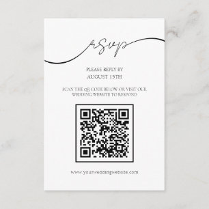 Recepción Tarjeta de RSVP de boda con código QR de letra ele