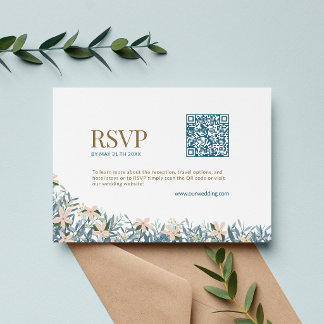 Recepción Tarjeta de RSVP de boda con código QR moderno y mo