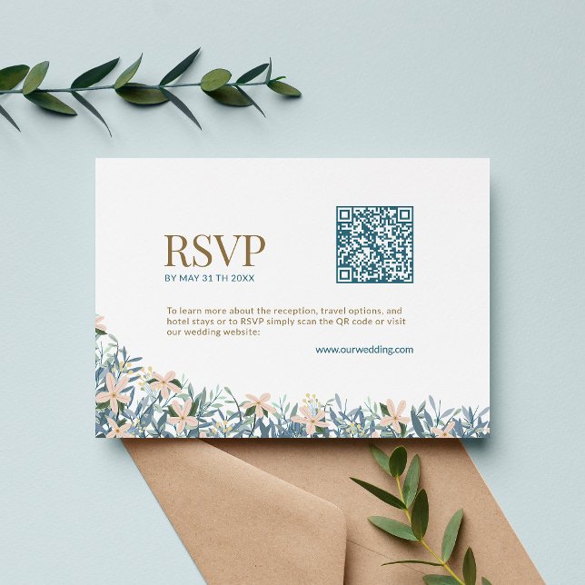Recepción Tarjeta de RSVP de boda con código QR moderno y mo (Subido por el creador)