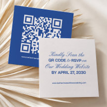 Tarjeta de RSVP de boda de marfil y azul