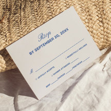 Tarjeta de RSVP de boda de marfil y azul marino