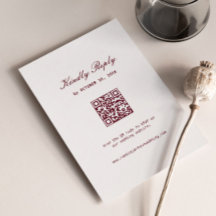 Tarjeta de RSVP de boda elegante crema y burgundy 